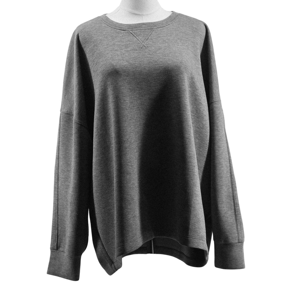 SPANX Sweatshirt Womens 2X Gray Pullover Softshell Collarless Oversized Stretch